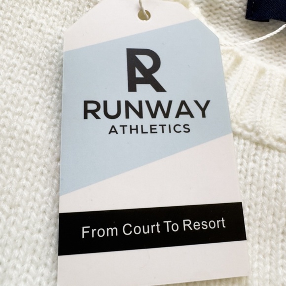 Tennis Inspired RUNWAY ATHLETICS LOVE Sweater - Pink, Green & Cream Size Medium - Picture 11 of 13